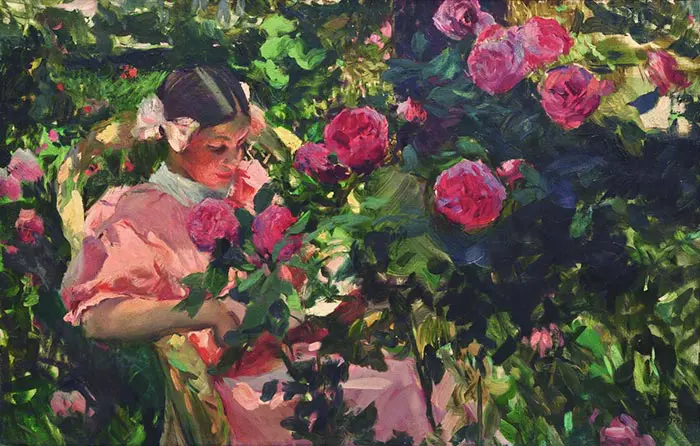 Joaquín Sorolla, Elena parmi les roses, 1907
