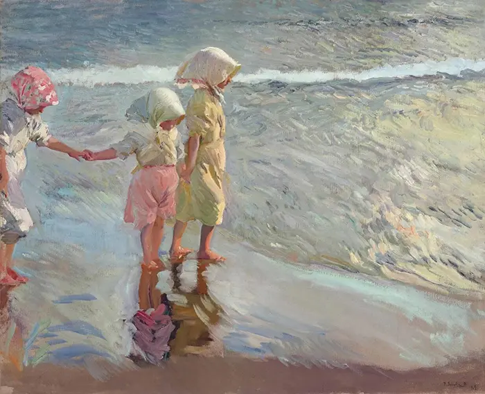 Joaquín Sorolla, Trois sœurs à la plage, 1908
