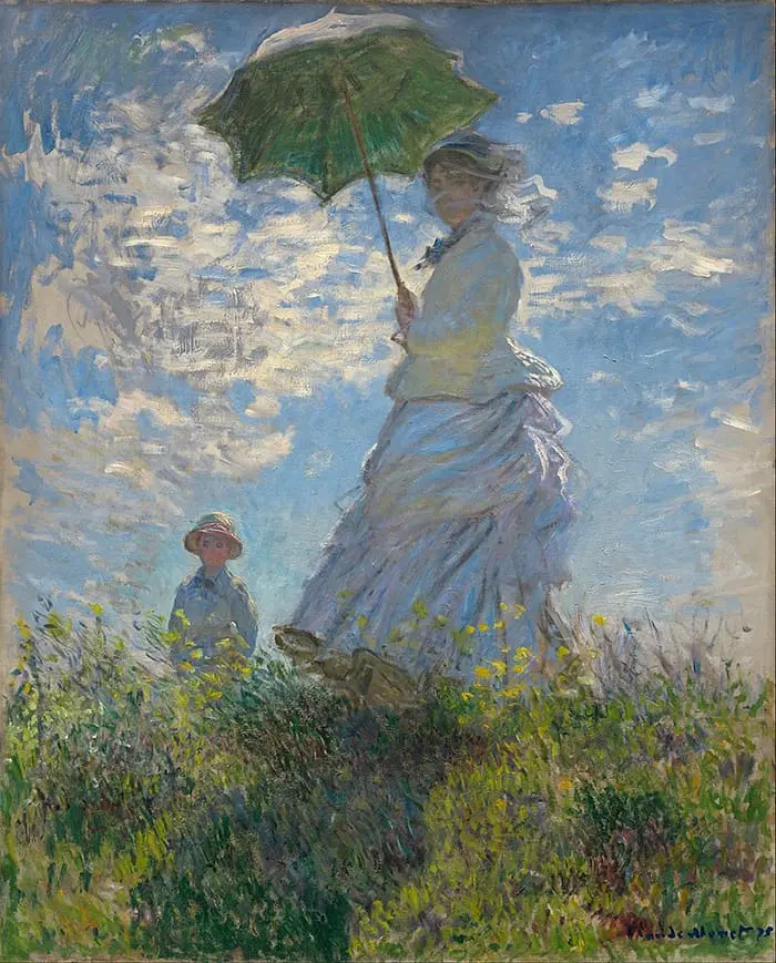 Regardons de plus près la femme à l’ombrelle de Claude Monet