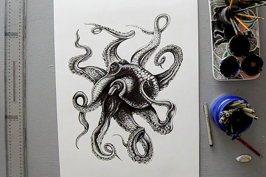 Comment dessiner une pieuvre – Un guide pour créer une esquisse de pieuvre