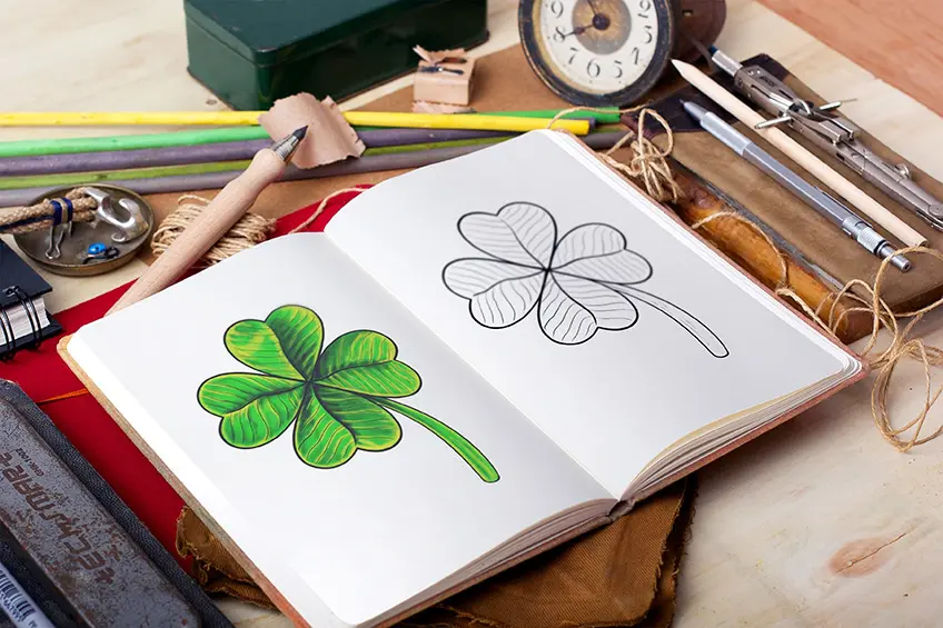 Comment dessiner un trèfle à quatre feuilles – Un tutoriel amusant de dessin de trèfle