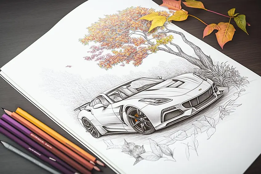 Pages de coloriage de voiture – 16 feuilles de coloriage de voiture uniques gratuites