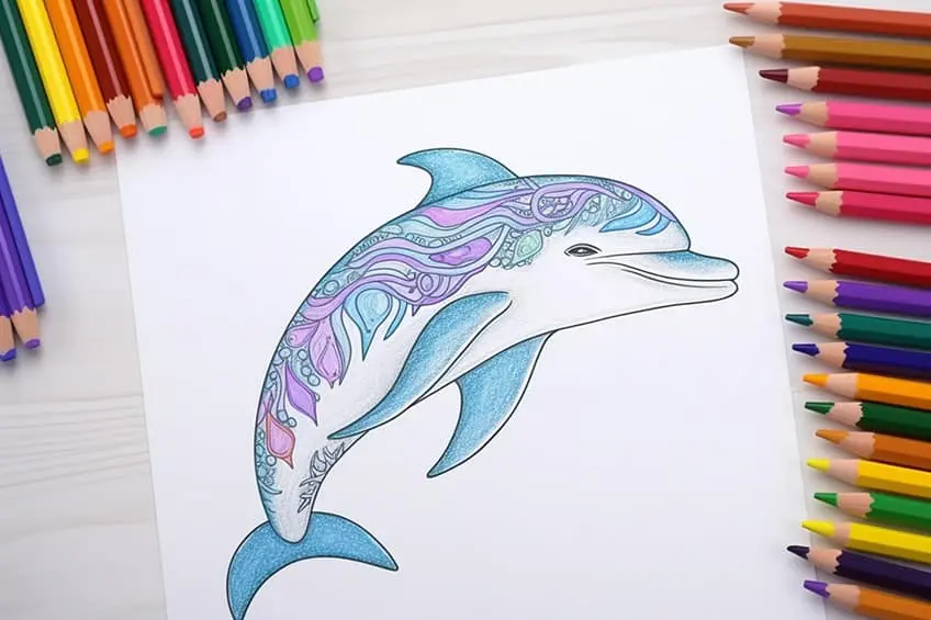Coloriages de dauphins – 12 nouvelles feuilles de coloriage de dauphins
