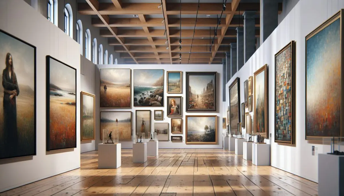 Peintures d'artistes débutant par la lettre K dans une galerie d'art moderne.
