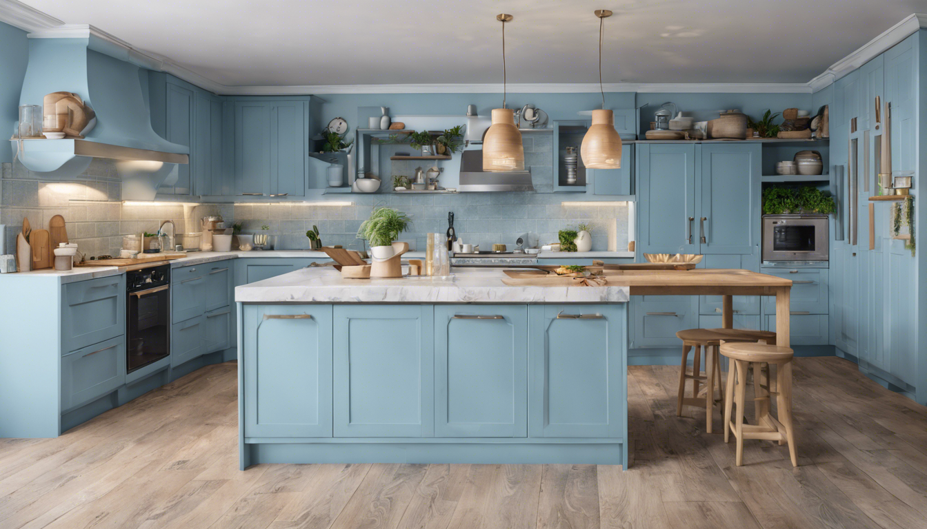découvrez nos conseils pour réussir une cuisine de couleur bleue clair et apporter une touche d'authenticité et de fraîcheur à votre intérieur.